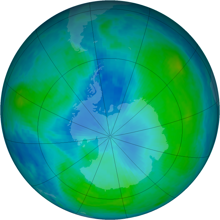 Antarctic ozone map for 11 February 1991